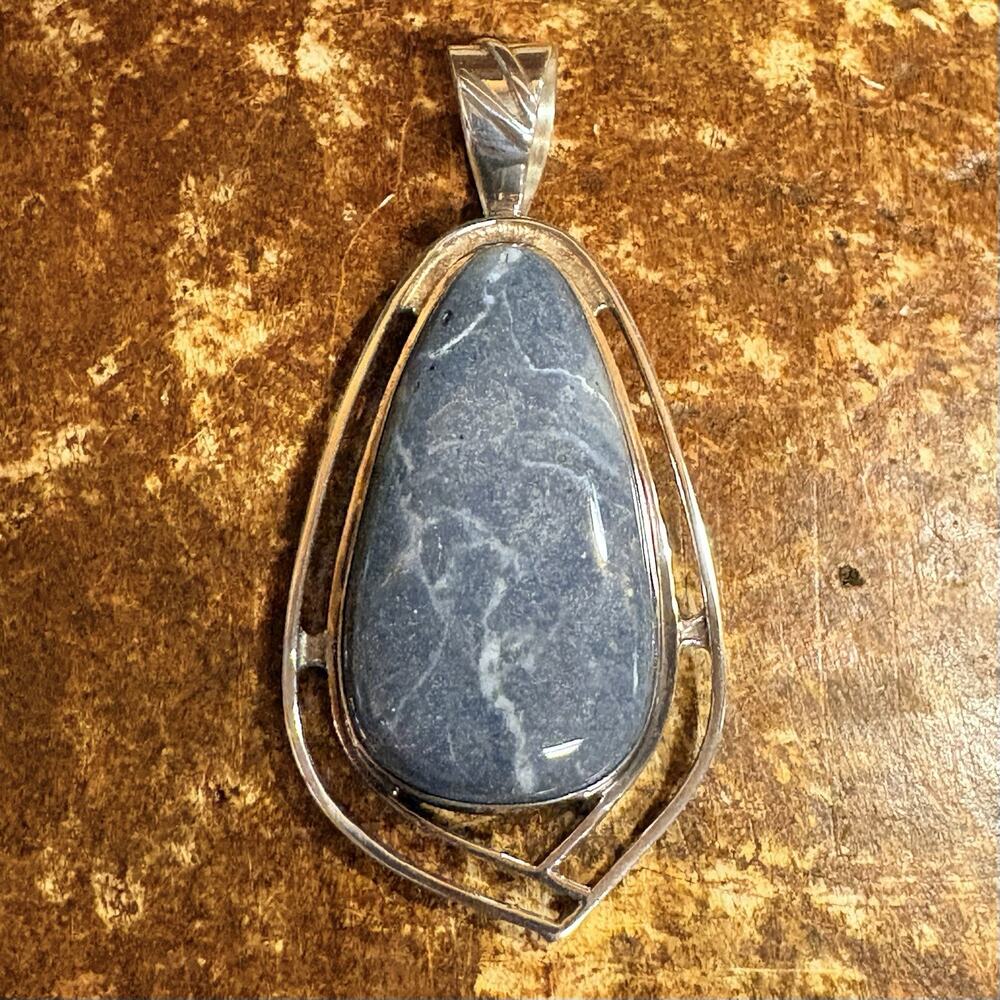 Jay King Pendant Sterling Silver and Denim Blue Stone Modernist DTR